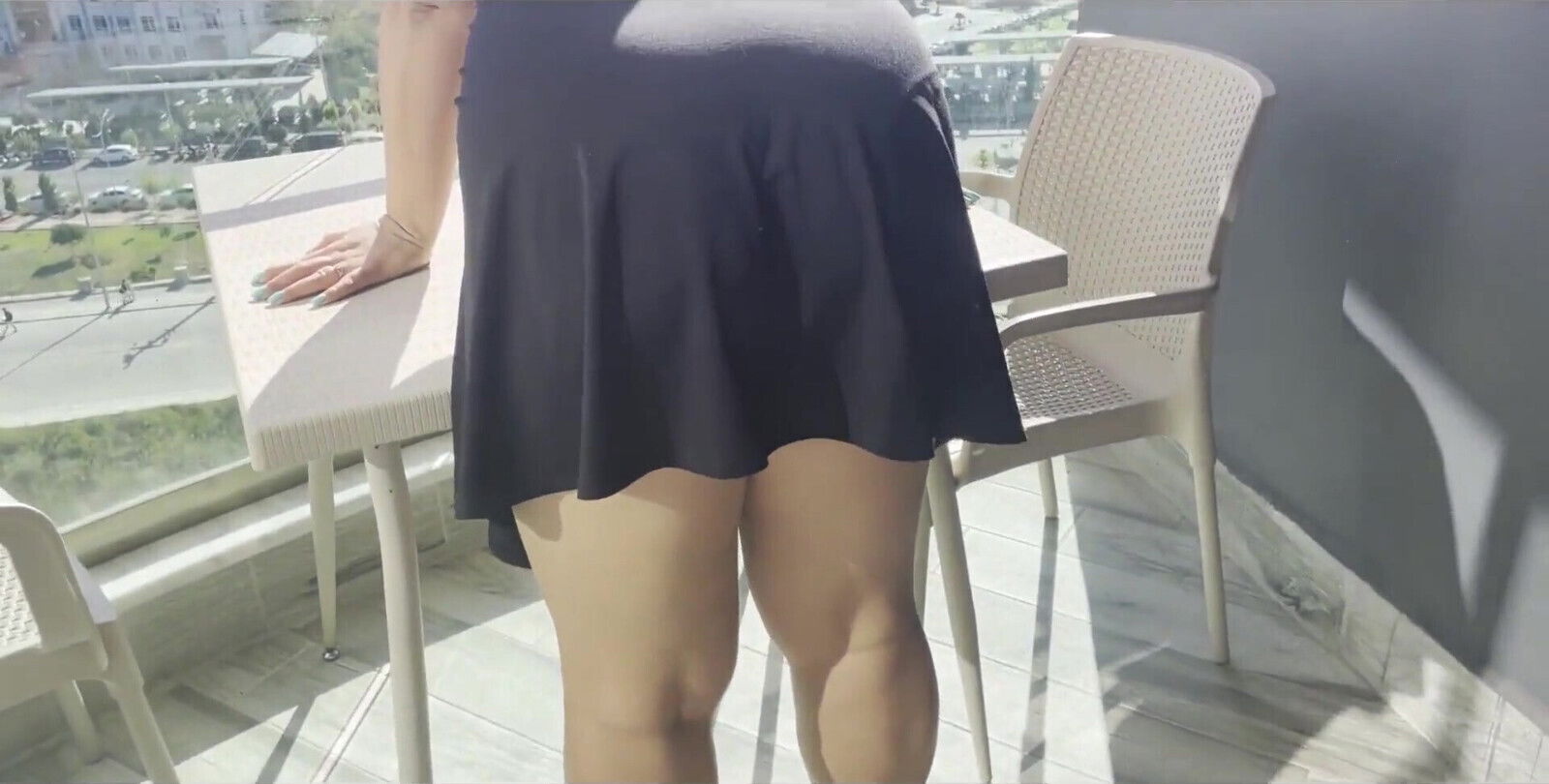 Hot MILF Tourist Masturbates on the Balcony and on the Bed, Hot Wet Pussy Masturbation