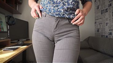 Naughty Colleague Seduces You With Camel Toe In Tight Jeans