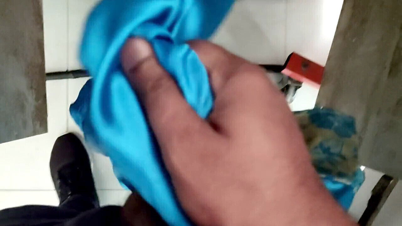 Satin-clad model gives a silky handjob while wearing blue lehnga