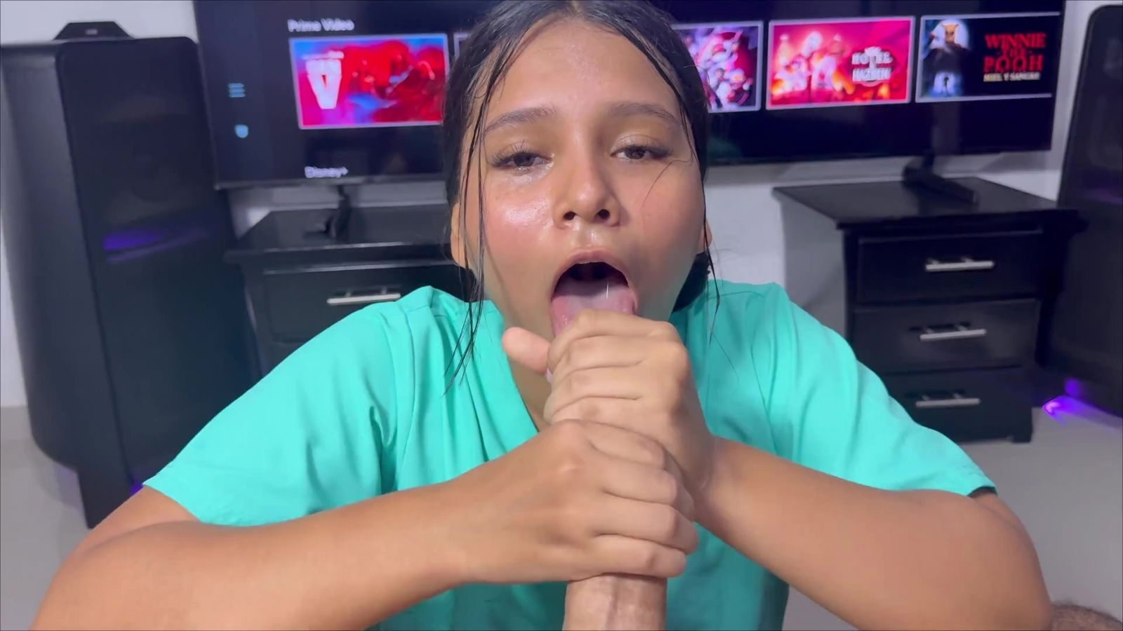 Sexy young latina in nurse uniform gives me a nice blowjob and gets fucked doggystyle