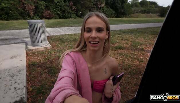 Cute Petite Blonde With Small Tits. Sex In A Van With Black Man