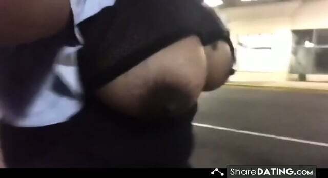 Huge Natural Black Tits Exposed Outdoors