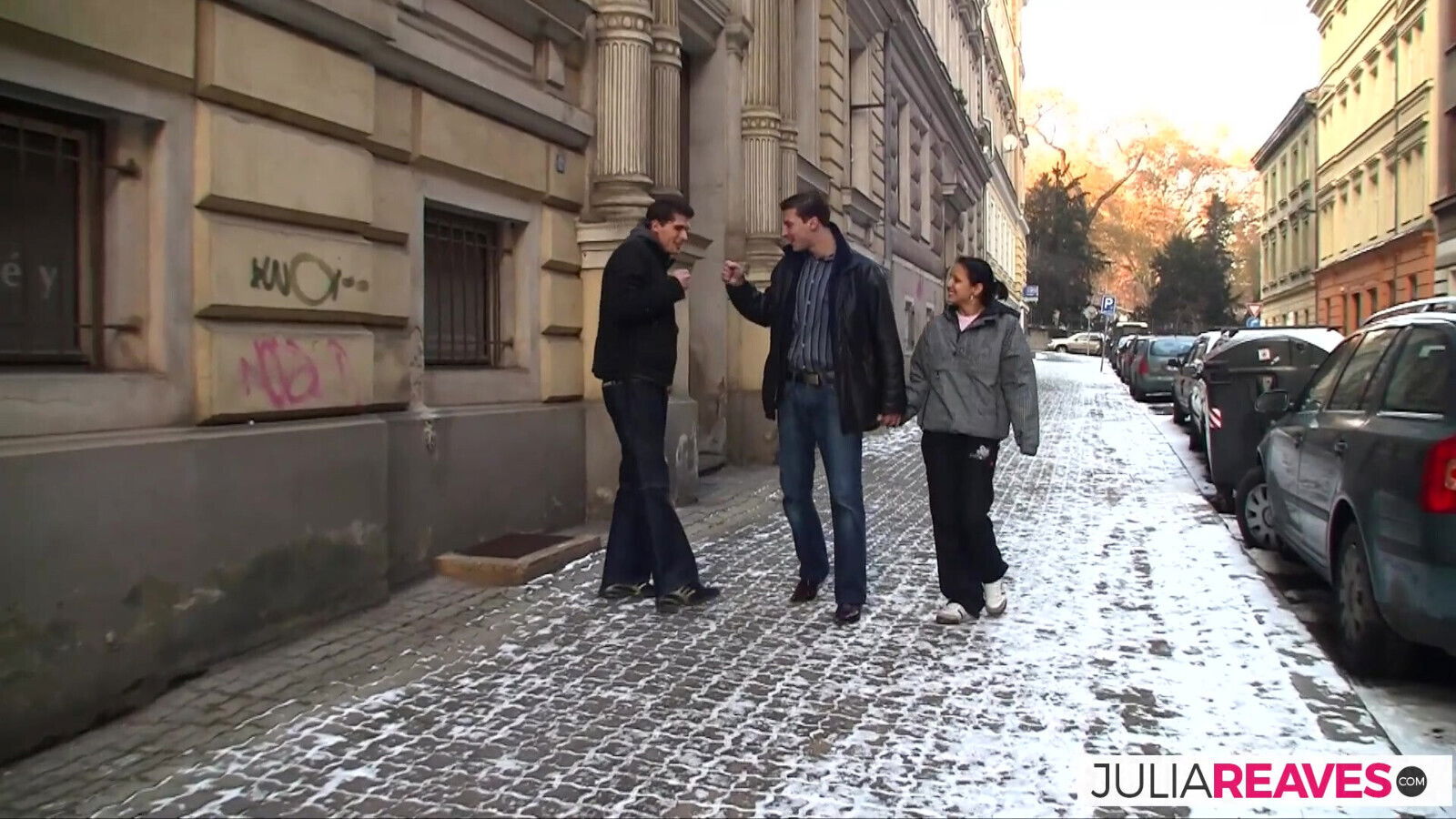 From Street to Bed, Hot Girl With Skinny Body Gets Double Fucked by Two Guys and Milks the Cocks