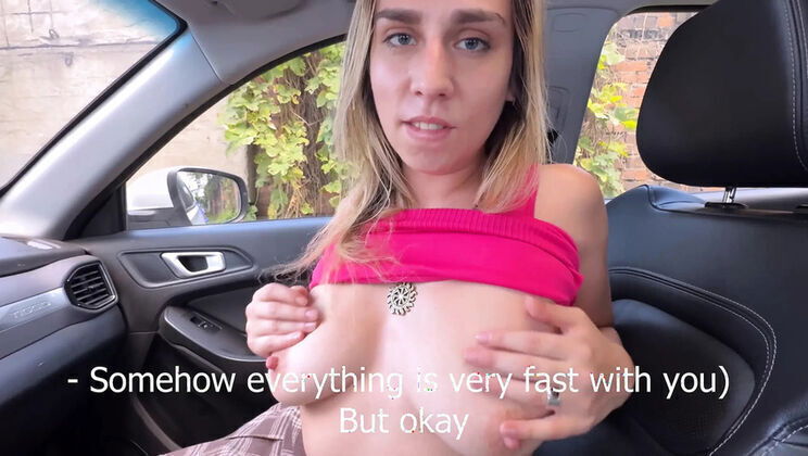 Amateur Russian MILF Gives Blowjob in Taxi Car - Public Outdoor Sex & Creampie