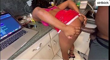 family drama anal surprise in the kitchen Petite Ebony Needed Backshots