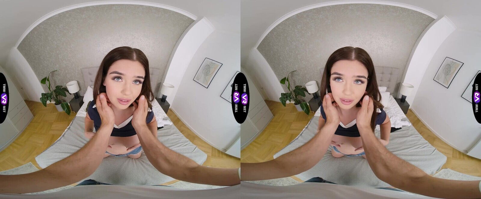 Cute Brill Angel rides a big cock in stunning vr peaches scene