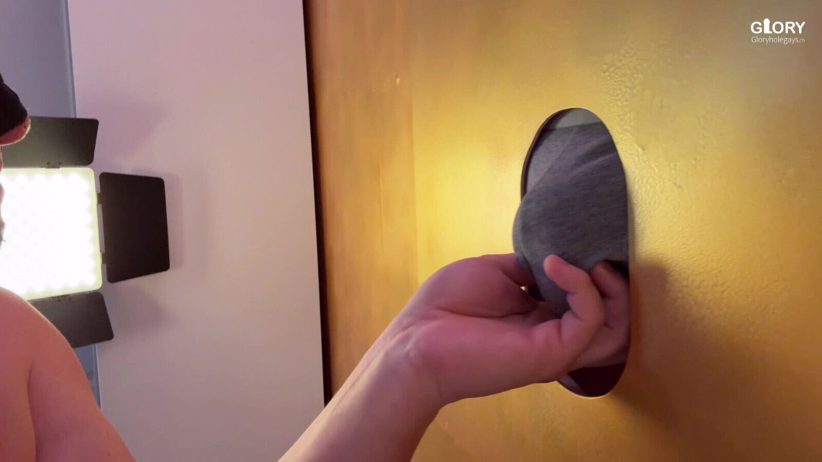 He moans... then Daddy's huge load shoots through the gloryhole