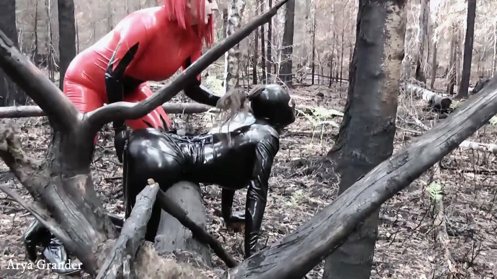 Latex Fetish Play with Rubber Doll