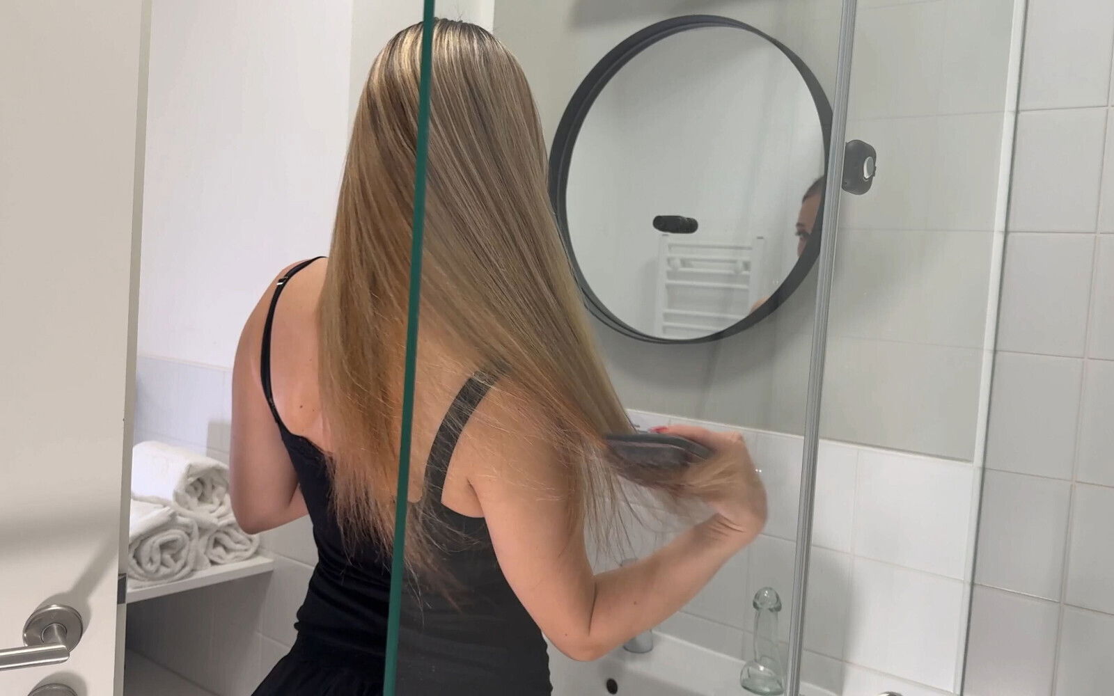 Hot and Horny Girl in the Shortest Mini Skirt Takes off Her Underwear to Flash Shaved Pussy and Round Sexy Ass