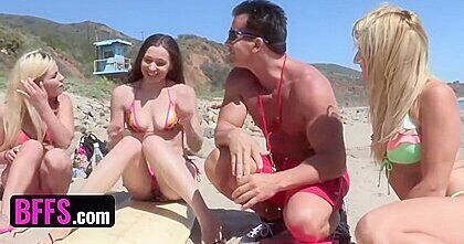 Naughty Surfer Girls Tiffany And Friends Get Wild With Beach Boy During Spring Break