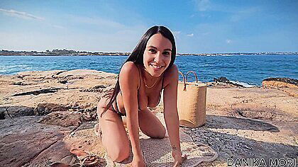 Hot Outdoor Blowjob For Petite Italian Brunette Danika Mori! Big Dick In Pussy And Facial Cumshot