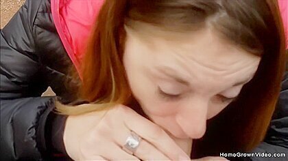 Cute Girl Sucks Her Boyfriends Cock At The Park