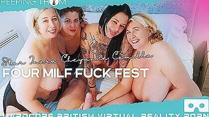 Inara Stark And Shooting Star - Four Milf Fuck Fest - English Milfs And Bbws Reverse Gangbang