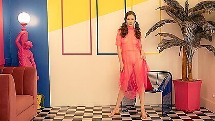 Emily Bloom - Vaporwave Vr - Amateur Solo Model teen 18+ Shaved Striptease