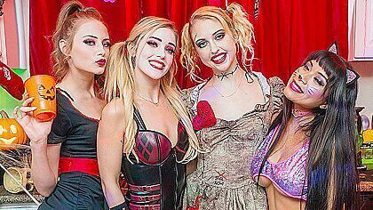 Aryana Amatista, Kyler Quinn And Chloe Cherry - Halloween House Party: Cum-slinger
