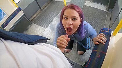 Ella Bolt - Risky In London Train. Caught By Stranger Cum On Face 4k