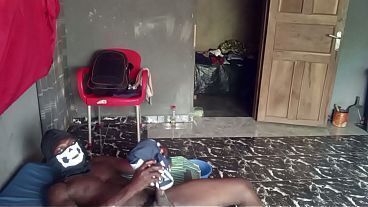 Hot threesome work hard before the new year