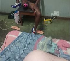 Boss fucks his wife while domestic worker watched and play with big pink vibrator