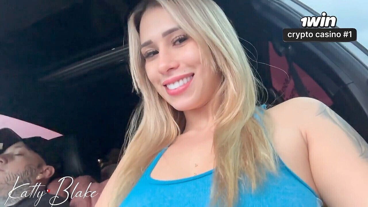 Public blowjob with cum on face as Katty Blake gives a thrilling fellatio