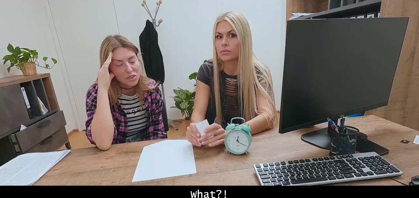 Russian cuckqueen watches how her wife gets fucked in office