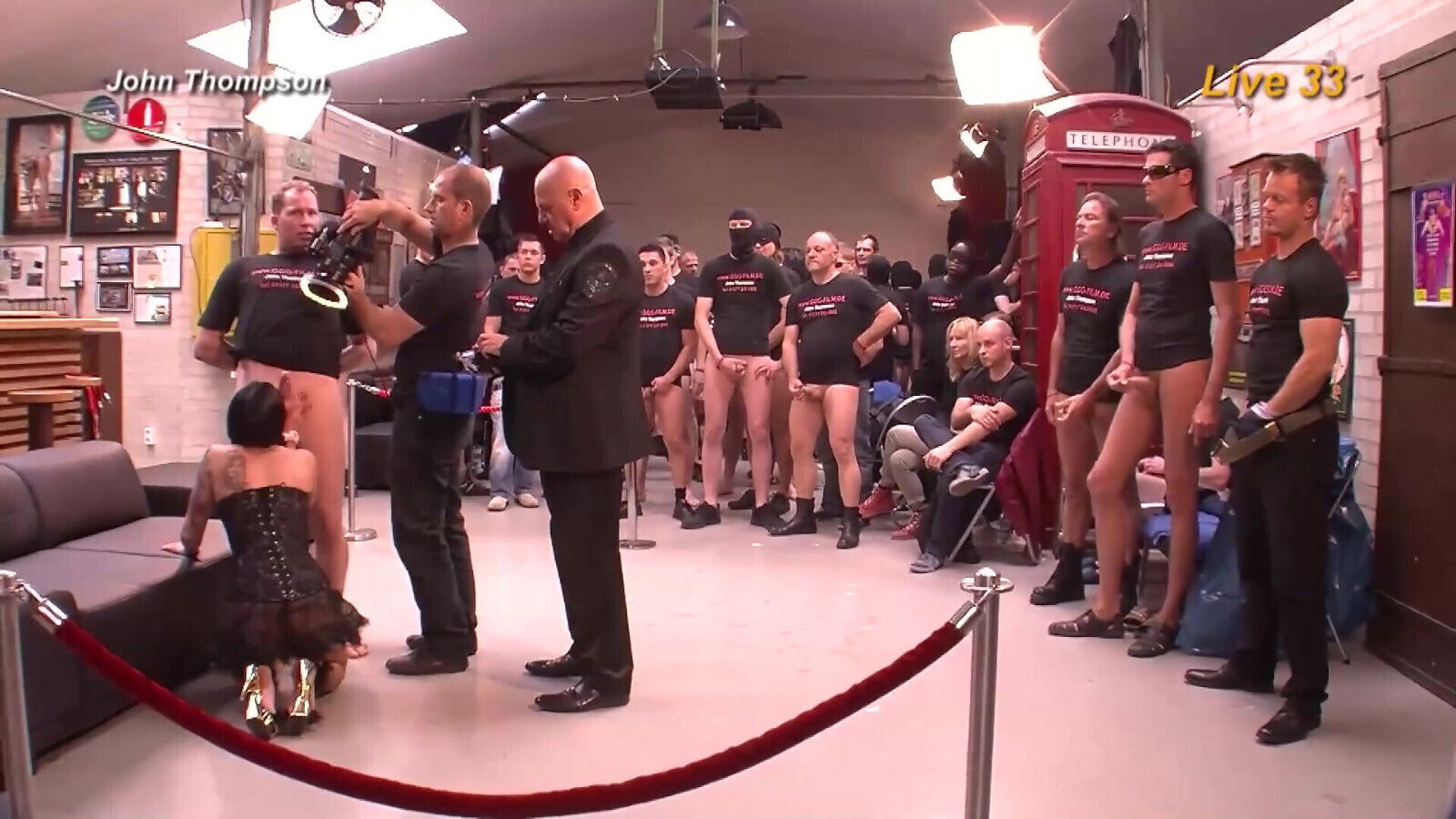 Ggg John Thompson - Tattooed Babe Deepthroats in Wild Gangbang Live Show