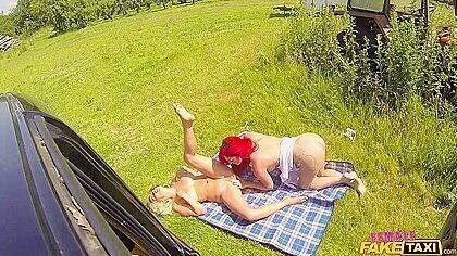 Two Insatiable Beauties Licking Inside And Outstanding The Car - Daphne Angel, Sienna Day And Anissa Kate