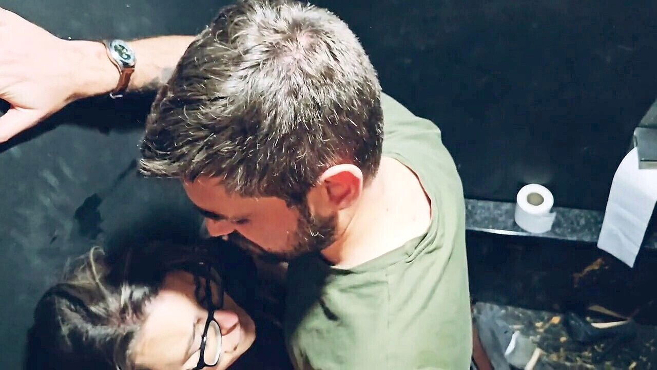 Naughty hotwife gets caught in the bar bathroom getting raw and dirty