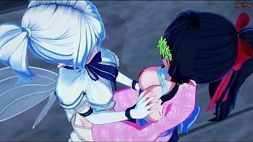 Yae Kokonoe fingers and licks Leen&rsquo_s pussy from behind until she orgasms - Another World with my Smartphone Hentai