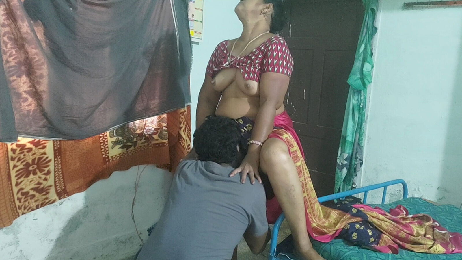 Step mother was standing and I lifted her saree and licked her pusssy then had sex with her.