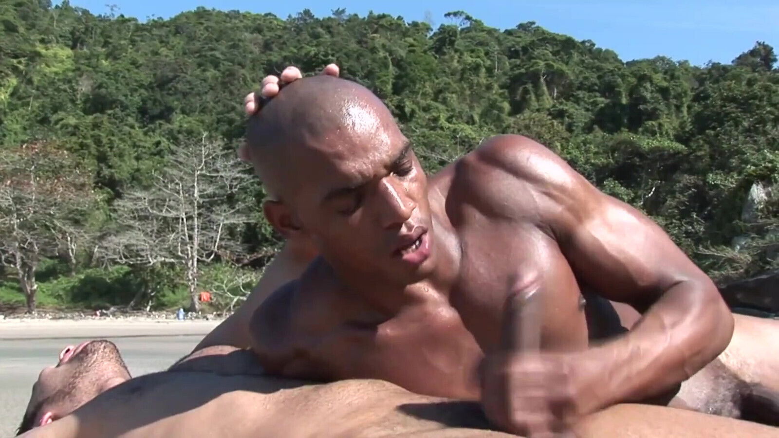 Muscle Adons Black and White Hard Fuck on the Beach