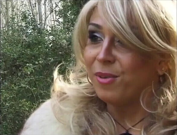 French tranny blowing dick outdoors