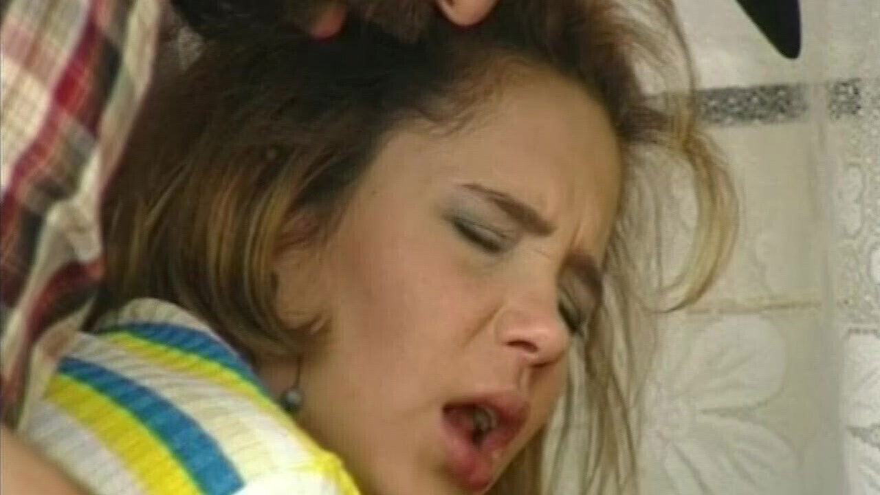 Her Face Says Ouch as He Thrusts Into Her Butt Hole