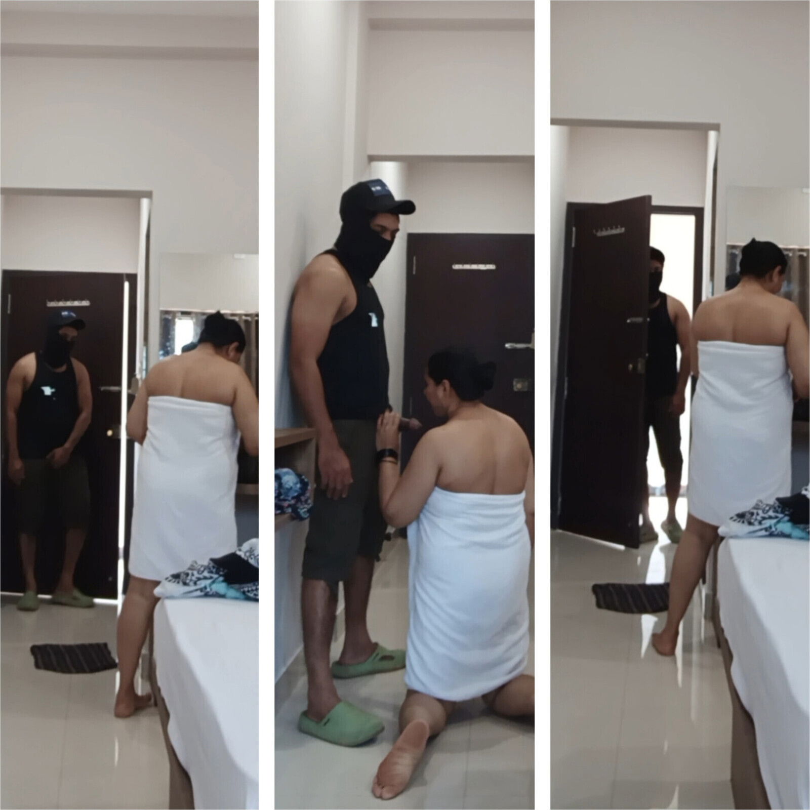 Pizza boy have fun with aunty