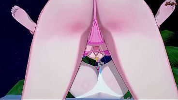 Saeko Busujima and Saya Takagi take turns eating pussy at the beach - Apocalyptic Academy Hentai.