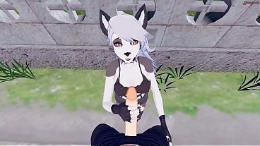 POV fucking Loona doggystyle against a wall until she orgasms - Helluva Boss Hentai.