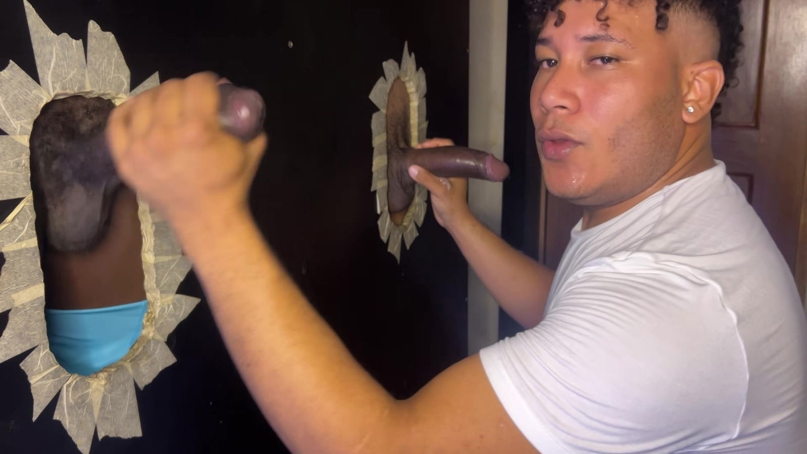 Sucking In The Glory Hole To These Two Bbc