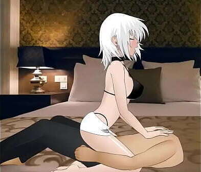 Sex with a white-haired beauty (Clothed Sex Ver.)