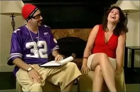 Ali g Sasha Baron Coen with leggy guest