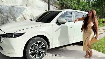 Mexican MILF client fucks her husband'_s trusted mechanic in the parking lot outside her house, the neighbors can see me!