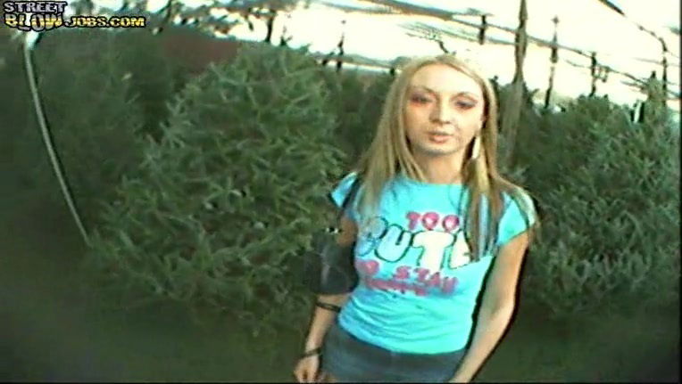 Angelia Lane gets her throat and pussy fucked behind a building