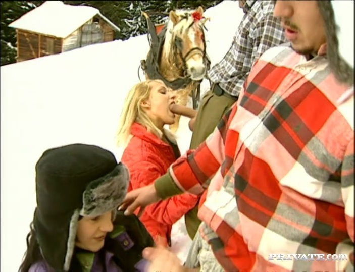 Porn sweethearts Karma and Sylvia Sun gives huge cocks a hot outdoor blowjob