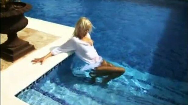 Slutty Blonde Boroka Balls Taking On Two Cocks By The Pool