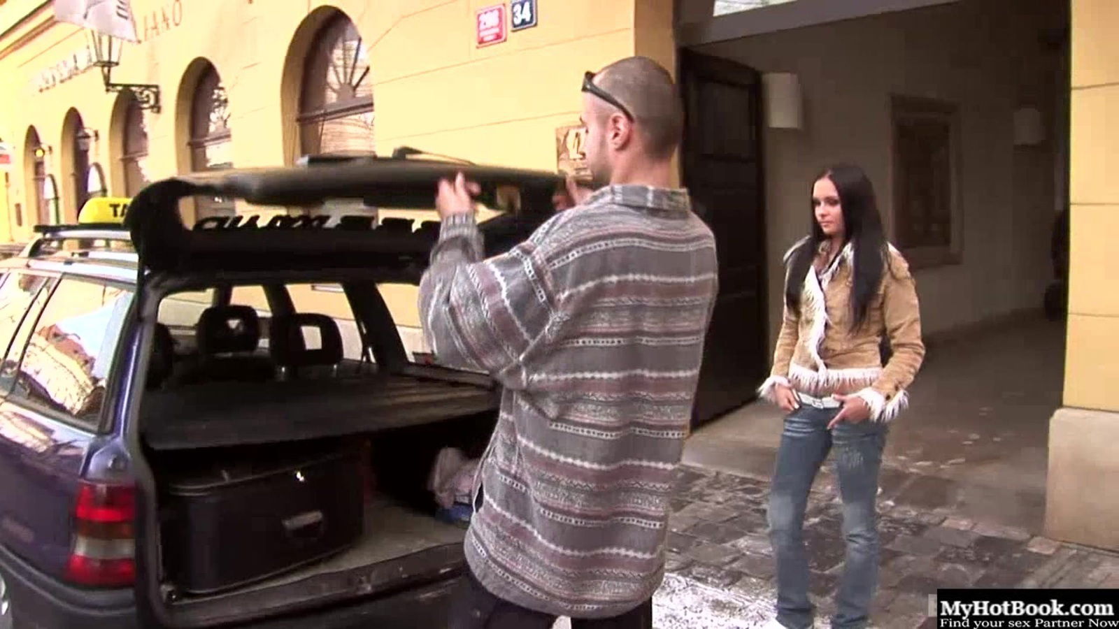 Nessa Devil Theodora Ferreri sitting their leather couch