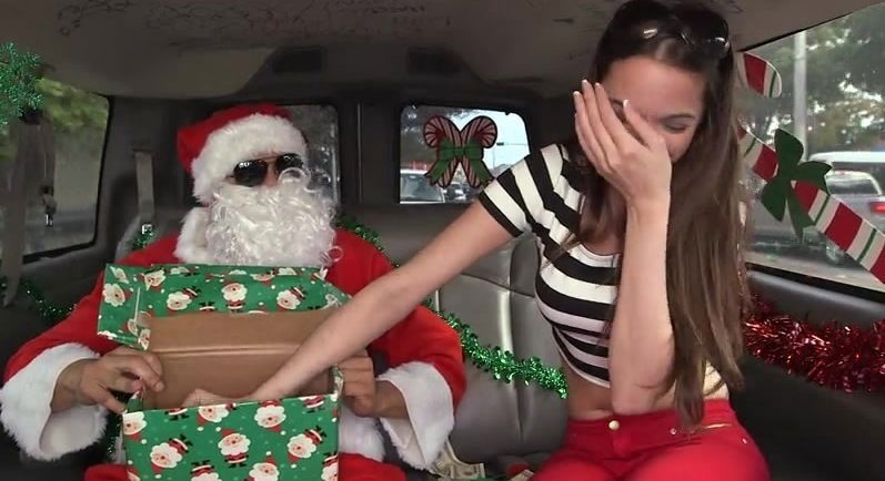 Monroe screams during with Santa