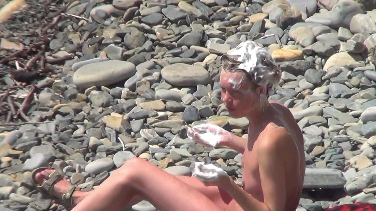 Amateur walking naked beach