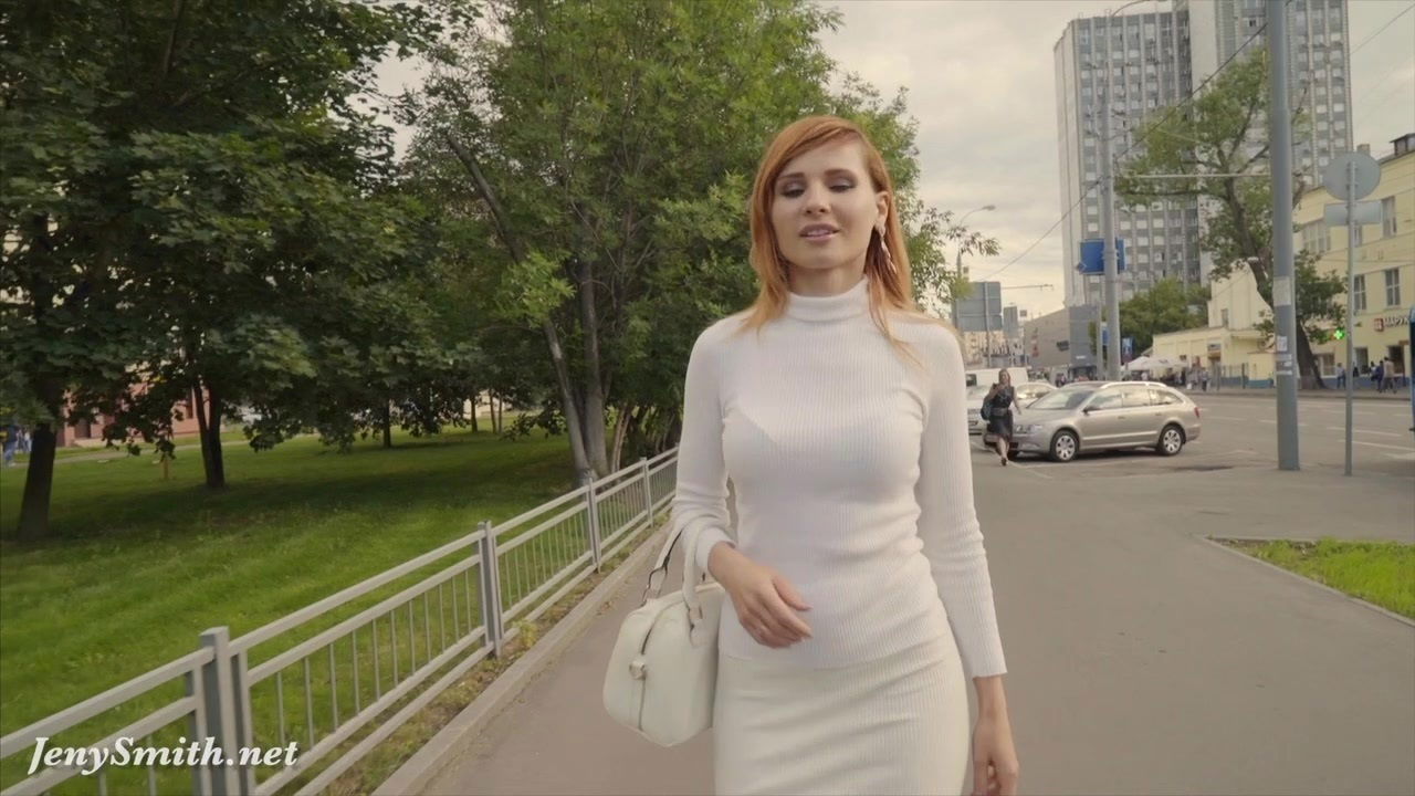 Jeny Smith public nudity fishnet pantyhose flashing outdoors
