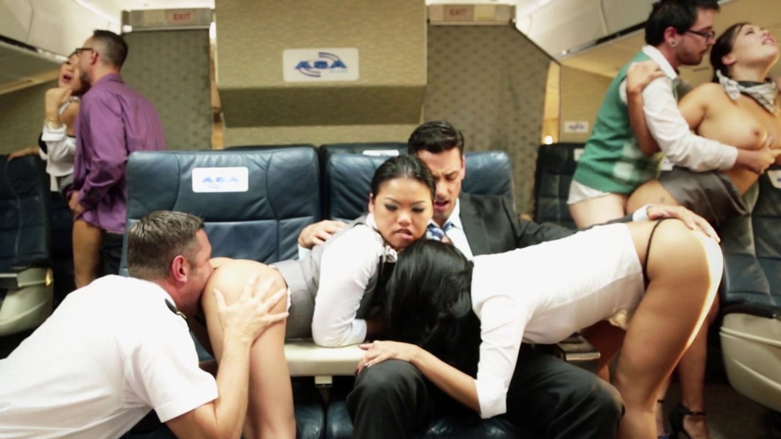 Two brunettes are sucking their boss's dick