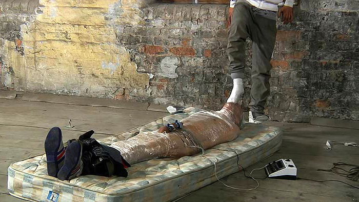 Kenzie Madison fucks with tied James