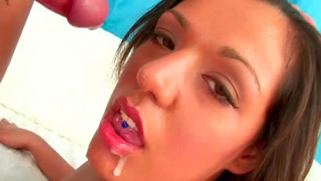 Perverted brunette Lorena Couture getting dick mouth