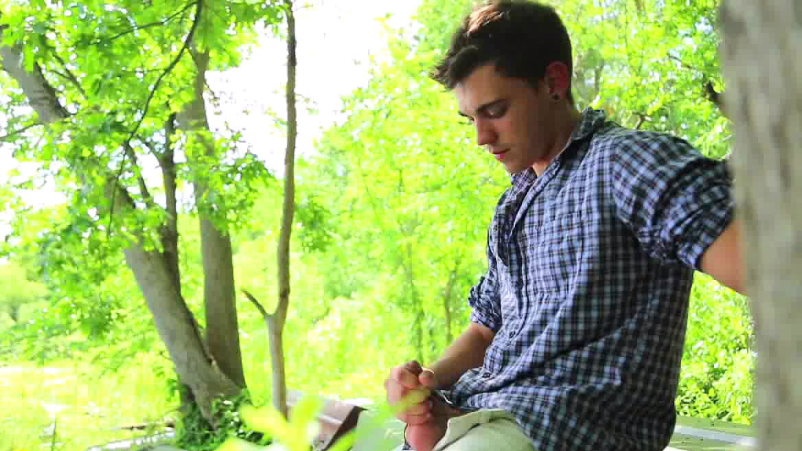 Sexy dude Asher Hawk is masturbating his dick